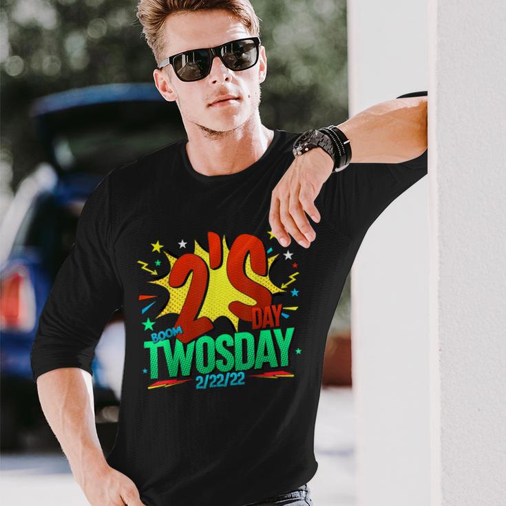 February 22Nd 2022 2-22-22 Happy Twosday 2022 2S Day Long Sleeve T-Shirt Gifts for Him