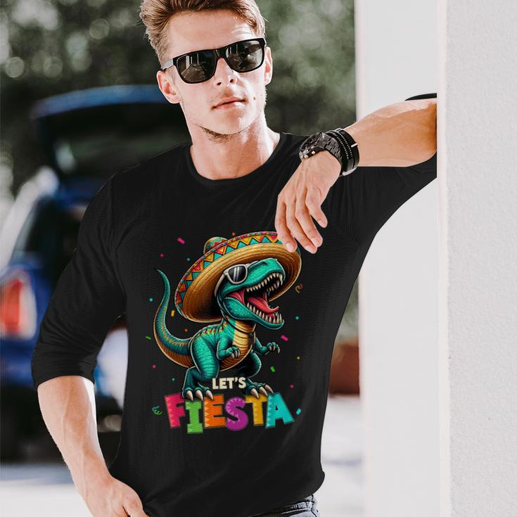 Lets Fiesta DinosaurRex Cinco De Mayo Mexican Party Long Sleeve T-Shirt Gifts for Him
