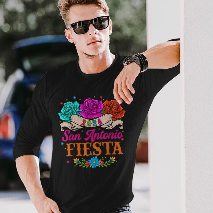 Fiesta San Antonio Texas Roses Mexican Fiesta Party Long Sleeve T-Shirt Gifts for Him