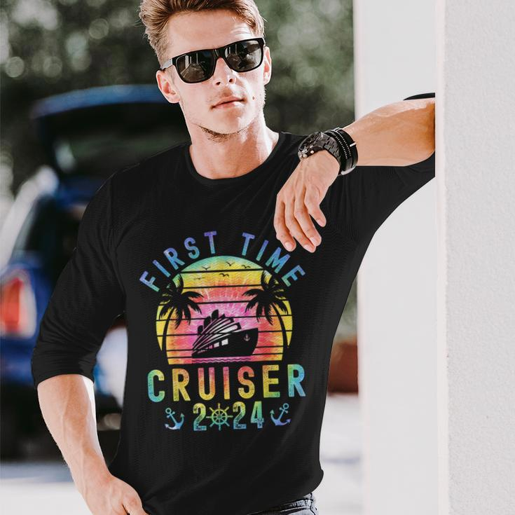 First Time Cruiser 2024 Retro Cruise Family Friend Vacation Long Sleeve T-Shirt Gifts for Him