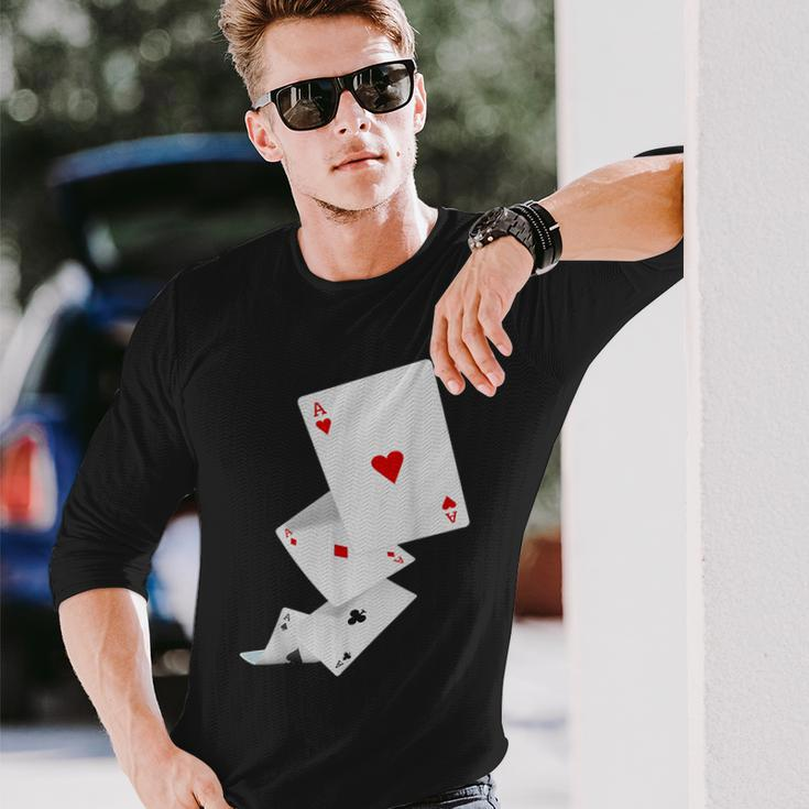 Four Aces Poker Idea For Poker Fans Long Sleeve T-Shirt Gifts for Him