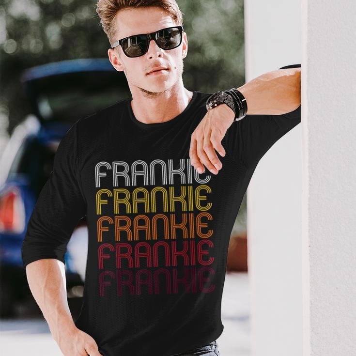 Frankie Retro Wordmark Pattern Vintage Style Long Sleeve T-Shirt Gifts for Him