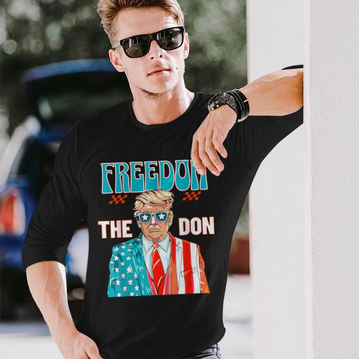 Freedom The Don 4Th Of July Patriotic American Flag Trump Long Sleeve T-Shirt Gifts for Him