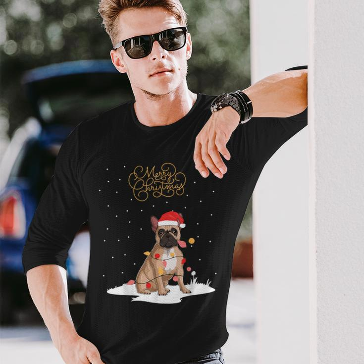 Frenchie Santa Xmas Merry Christmas French Bulldog Long Sleeve T-Shirt Gifts for Him