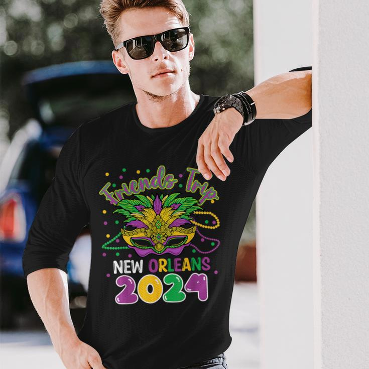 Friends Trip New Orleans 2024 Mardi Gras Masked Long Sleeve T-Shirt Gifts for Him