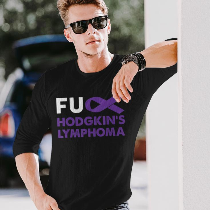 Fuck Hodgkin's Lymphoma Awareness Support Survivor Long Sleeve T-Shirt Gifts for Him