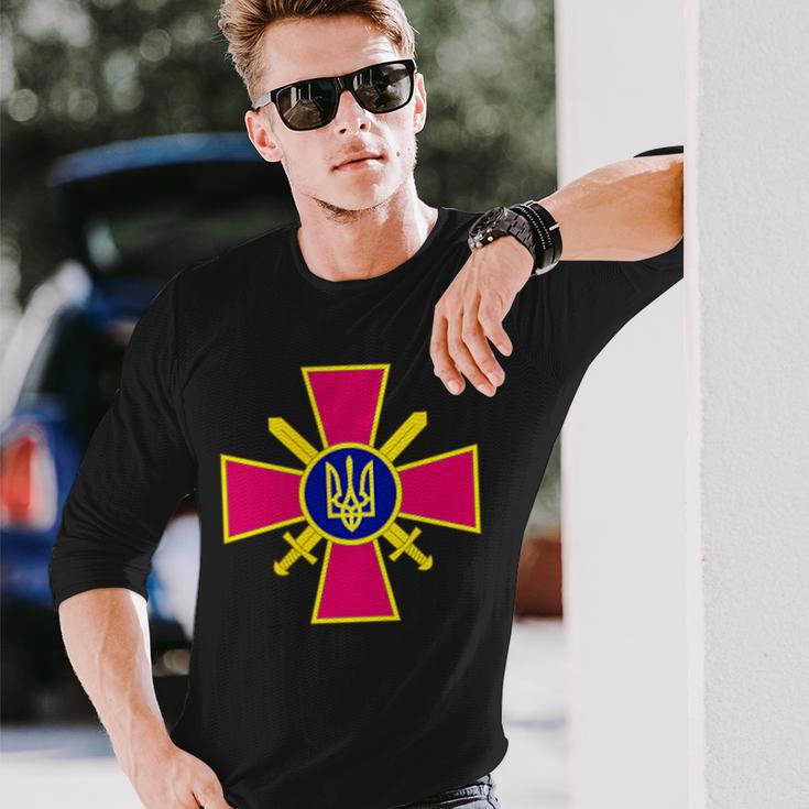 Fuerzas Terrestas Ucranias Emblean Las Fuerzas Armadas Del Ejército Ucranio Camiseta de manga larga Regalos para él
