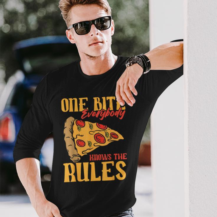 1 Bites Pizza Everybody Knows The Rules Food Lover Long Sleeve T-Shirt Gifts for Him