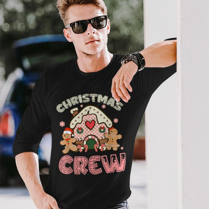 Christmas Crew Gingerbread In Candy House Cute Xmas Long Sleeve T-Shirt Gifts for Him