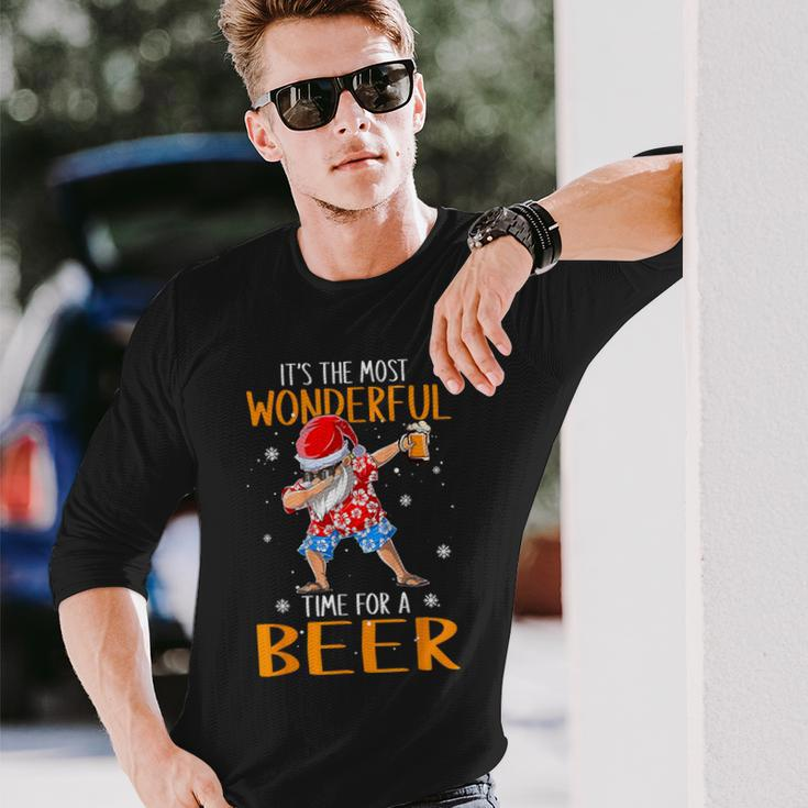 Christmas In July Santa Hawaiian Wonderful Beer Lover Long Sleeve T-Shirt Gifts for Him