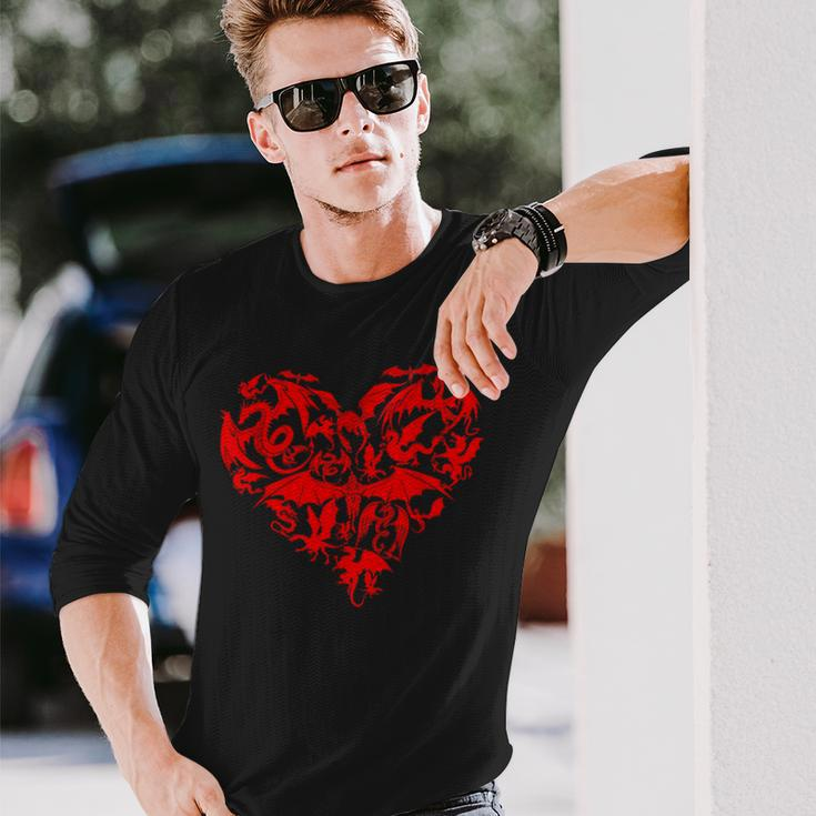 Dragon Heart Valentine Day Animals Dragon Lover Long Sleeve T-Shirt Gifts for Him