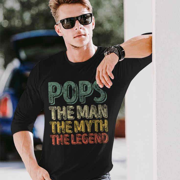 Father's Day Pops The Man The Myth The Legend Long Sleeve T-Shirt Gifts for Him