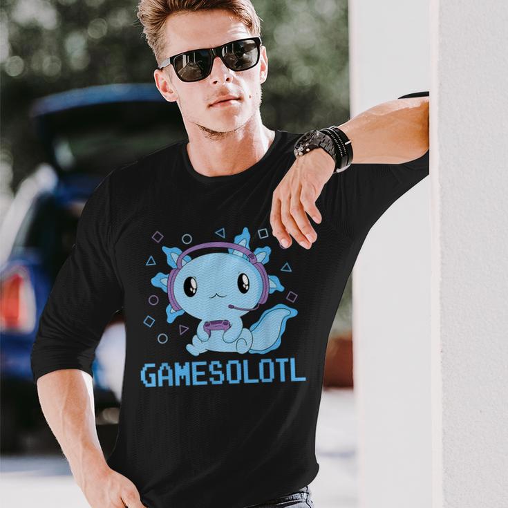 Maglietta Divertente Con Axolotl Che Gioca Ai Videogiochi. T-shirt Bianca Per Uomo/donna, Cotone, Maniche Corte. Idea Regalo Per Gamer E Amanti Dei Pesci (axolotl).