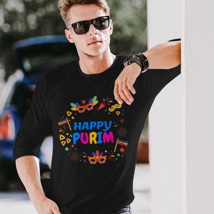 Happy Purim Costume Jewish Holiday Purim Hamantaschen Long Sleeve T-Shirt Gifts for Him