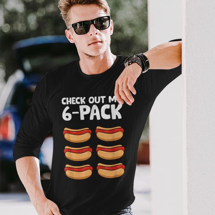 Hotdog Lover Check Out My 6 Pack Hot Dog Long Sleeve T-Shirt Gifts for Him