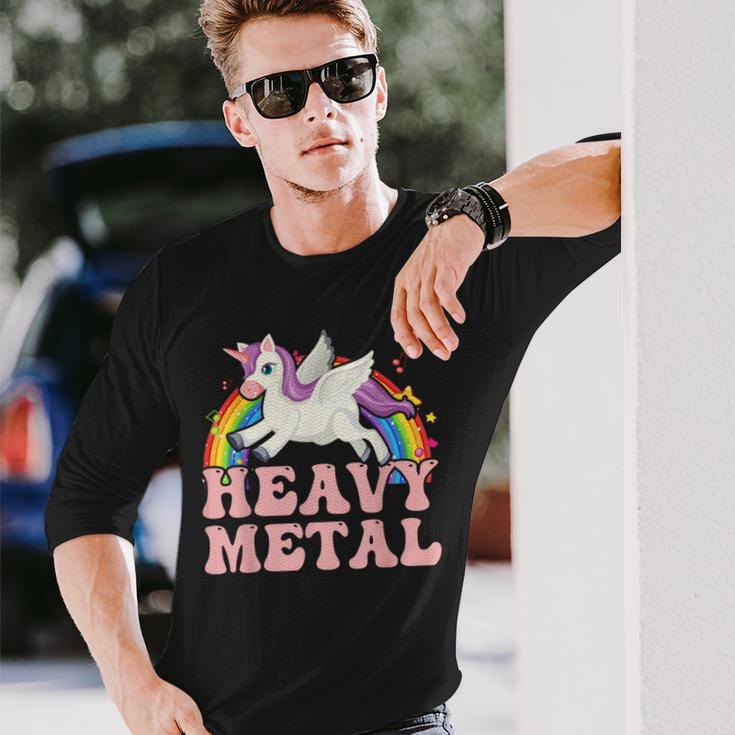 Ironic Cool Unicorn Heavy Metal Music Festival Long Sleeve T-Shirt Gifts for Him