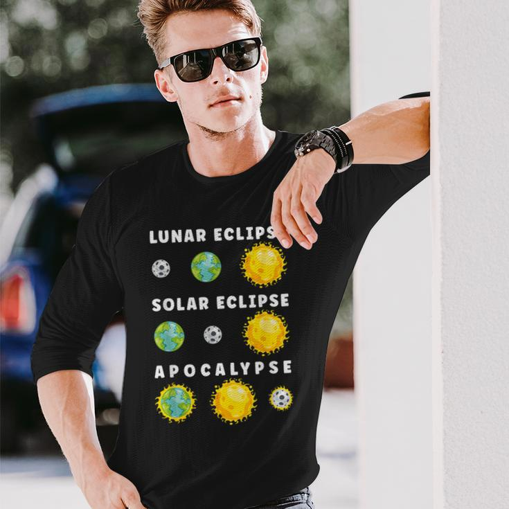 Lunar Solar Eclipse Apocalypse Astronomy Nerd Science Long Sleeve T-Shirt Gifts for Him