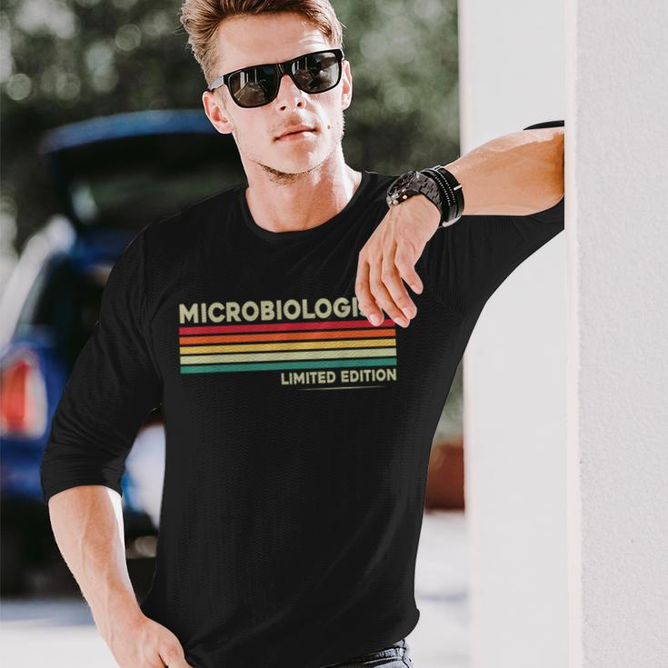 Microbiologist Birthday Worker Job Tittle Vintage Long Sleeve T-Shirt Gifts for Him