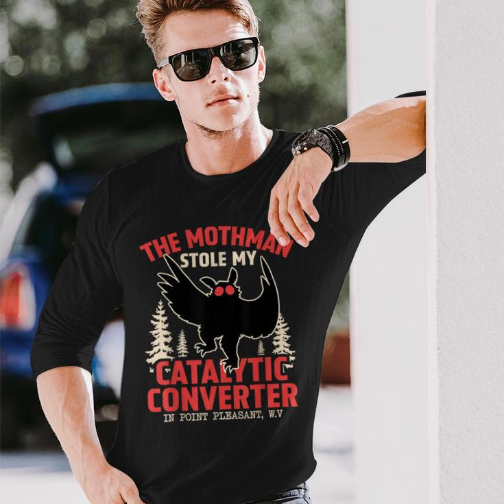 Mothman Stole My Catalytic Converter Mothman Cryptid Long Sleeve T-Shirt Gifts for Him