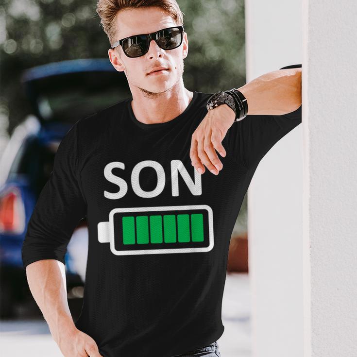 Nerdy Family Son Full Battery Never Tired Geek Long Sleeve T-Shirt Gifts for Him