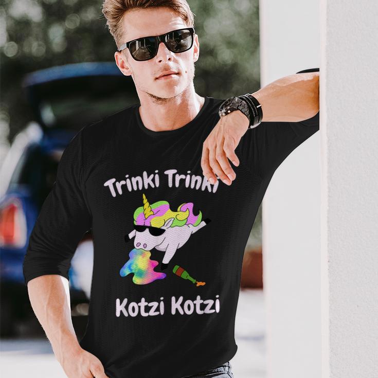 Party Unicorn Saufen Trinki Kotzi Langarmshirts Geschenke für Ihn