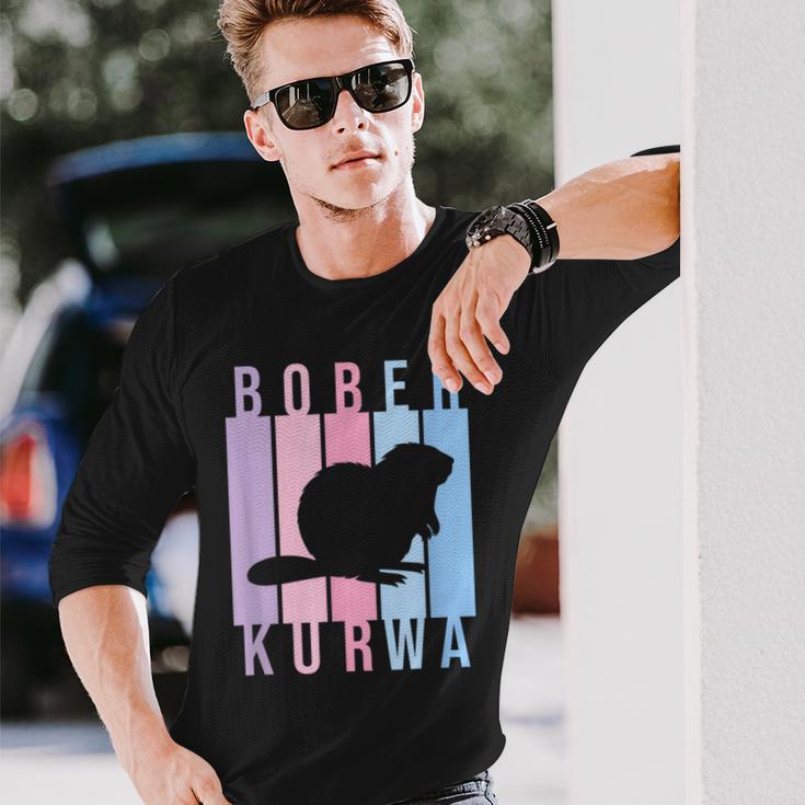 Pastel Bober Bóbr Kurwa Polish Internet Meme Beaver Langarmshirts Geschenke für Ihn