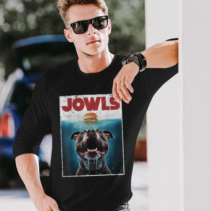 Pittie Pitbull Pit Bull Jowls Burger Bully Dog Mom Long Sleeve T-Shirt Gifts for Him