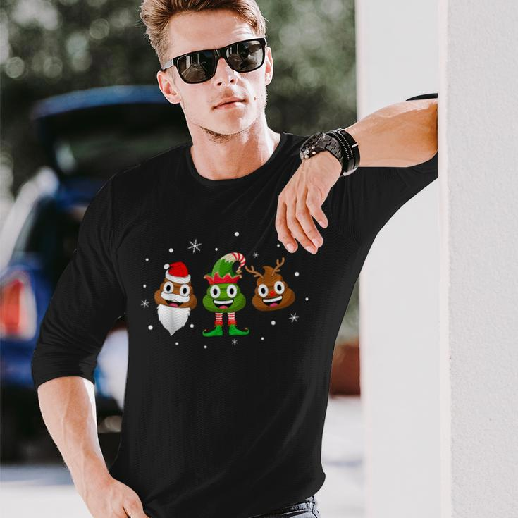 Poop Santa Elf Reindeer Christmas Pajama Long Sleeve T-Shirt Gifts for Him