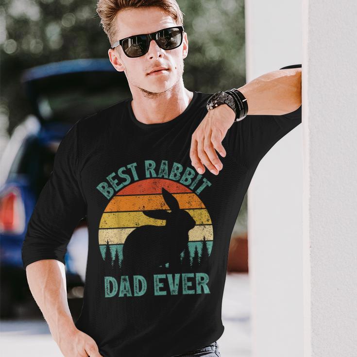 Rabbit Vintage Best Rabbit Dad Ever Father's Day Long Sleeve T-Shirt Gifts for Him