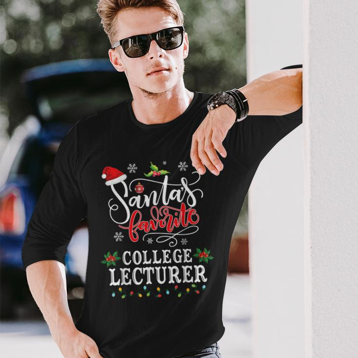 Santa's Favorite College Lecturer Christmas Party Long Sleeve T-Shirt Gifts for Him