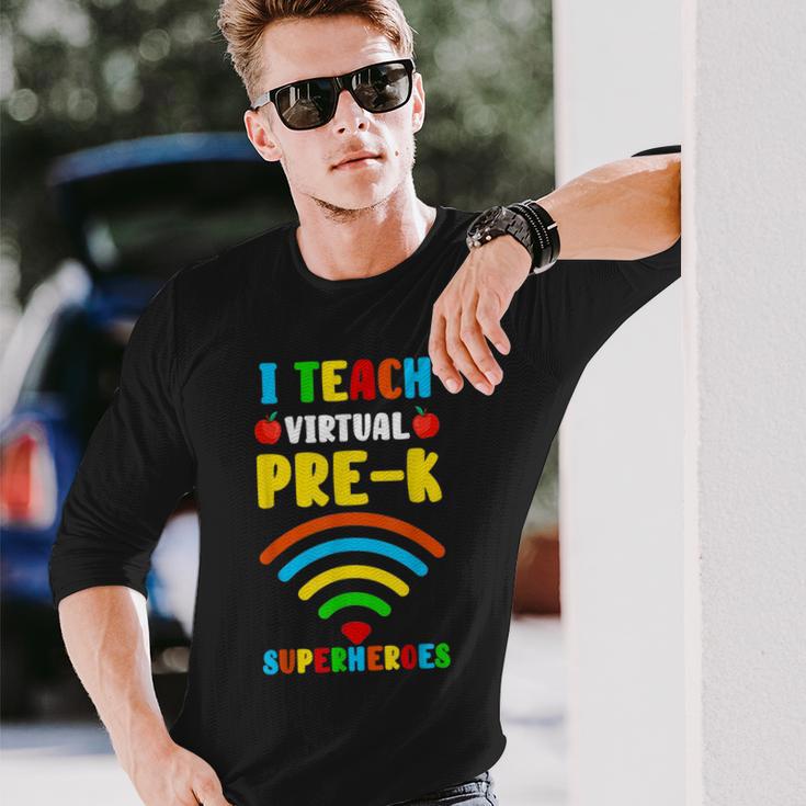 Teaching With My Virtual Pre-K Superheroes Long Sleeve T-Shirt Gifts for Him