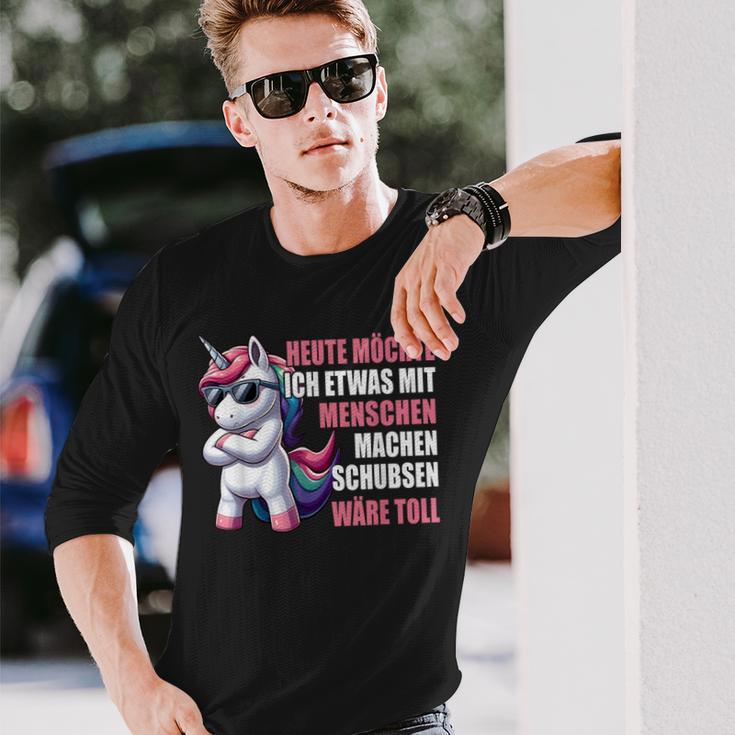 Unicorn Heute Möchte Ich Etwas Mit Menschen Machen Langarmshirts Geschenke für Ihn