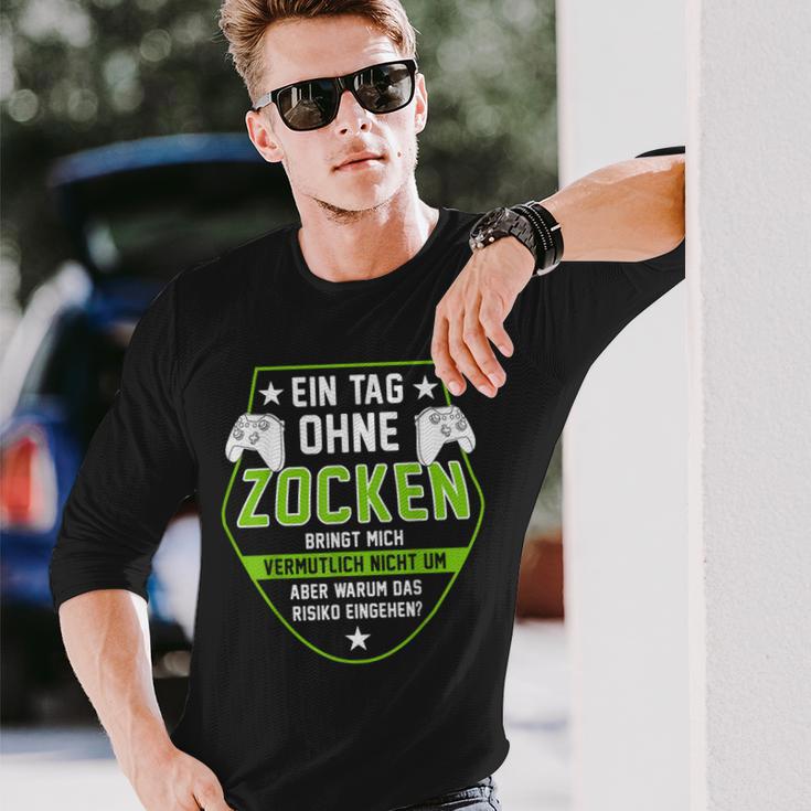 Gamer Ein Tag Ohne Zocken Warum Saying Black Langarmshirts Geschenke für Ihn