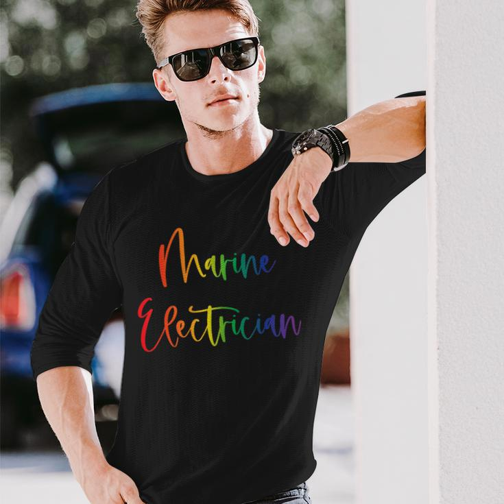 Gay Lesbian Trans Pride Lives Matter Marine Electrician Long Sleeve T-Shirt Gifts for Him