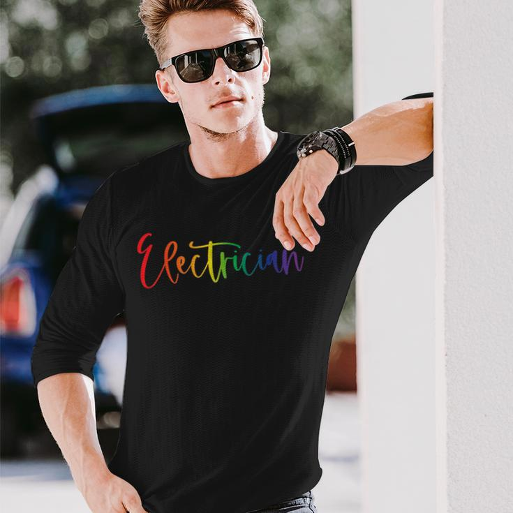 Gay Lesbian Transgender Pride Electrician Lives Matter Long Sleeve T-Shirt Gifts for Him