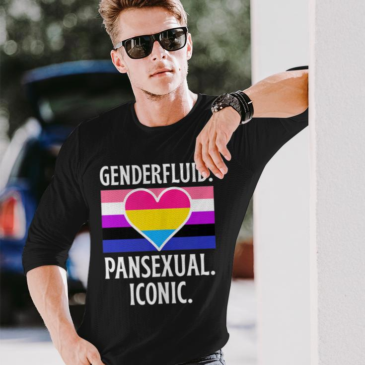 Genderfluid Pansexual Iconic Pride Flag Genderqueer Queer Long Sleeve T-Shirt Gifts for Him