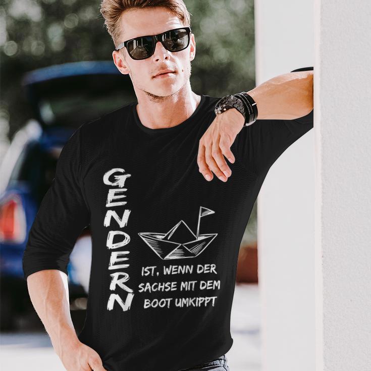 Gendern Ist Wenn Der Sachs Mit Dem Boot Herren Schwarz Langarmshirts Geschenke für Ihn