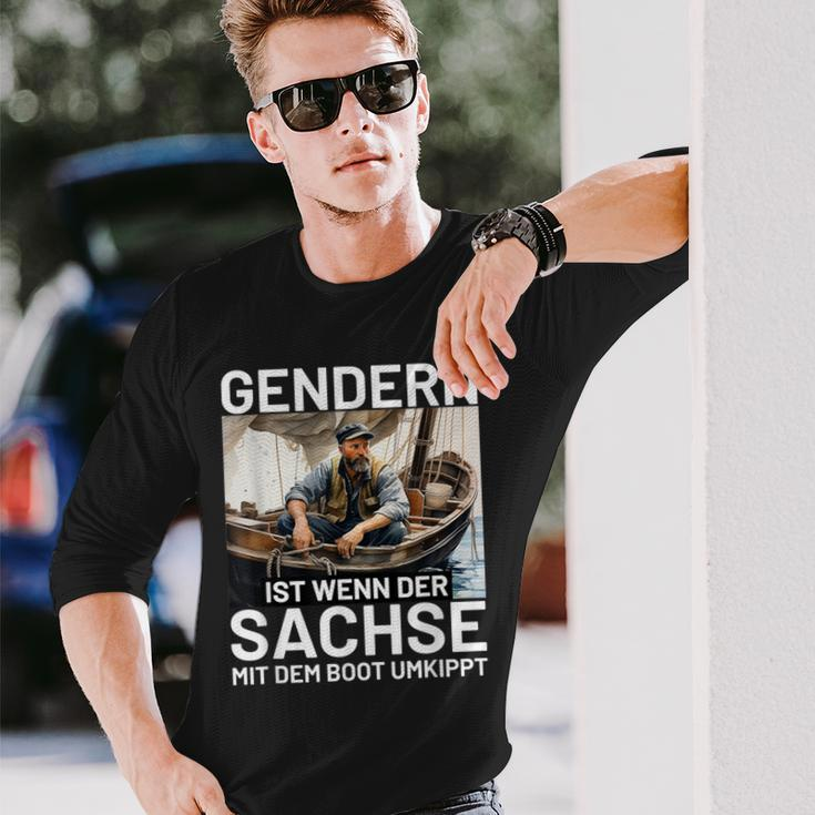 Gendern Ist Wenn Der Sachse Mit Dem Boot Umkippt Sächsisch Langarmshirts Geschenke für Ihn