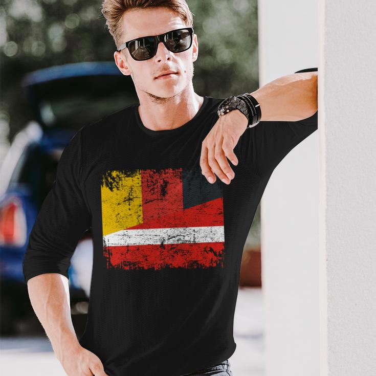 Germany Latvia Flags Half Latvian German Roots Vintage Long Sleeve T-Shirt Gifts for Him