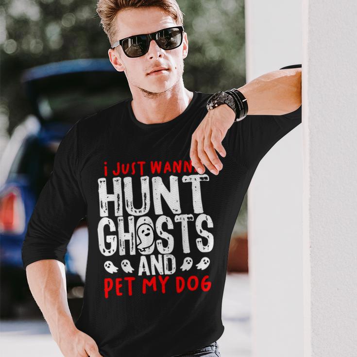 Ghost Hunter Paranormal Hunting Investigator Dog Lover Long Sleeve T-Shirt Gifts for Him