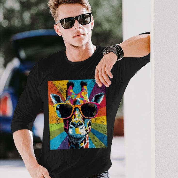 Giraffe Vintage Sunglasses African Animal Lover Long Sleeve T-Shirt Gifts for Him