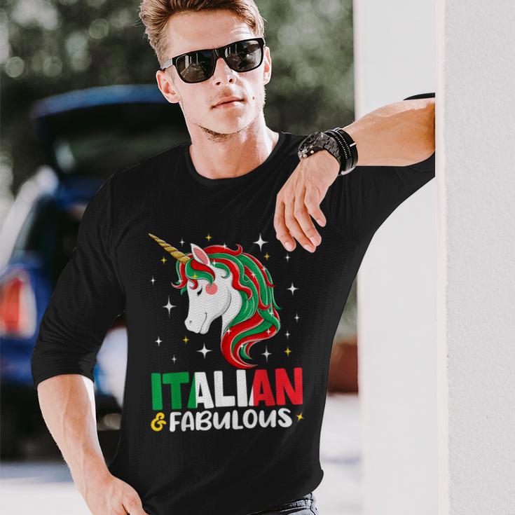 Girl Italian Italy Flag Unicorn Women Long Sleeve T-Shirt Gifts for Him