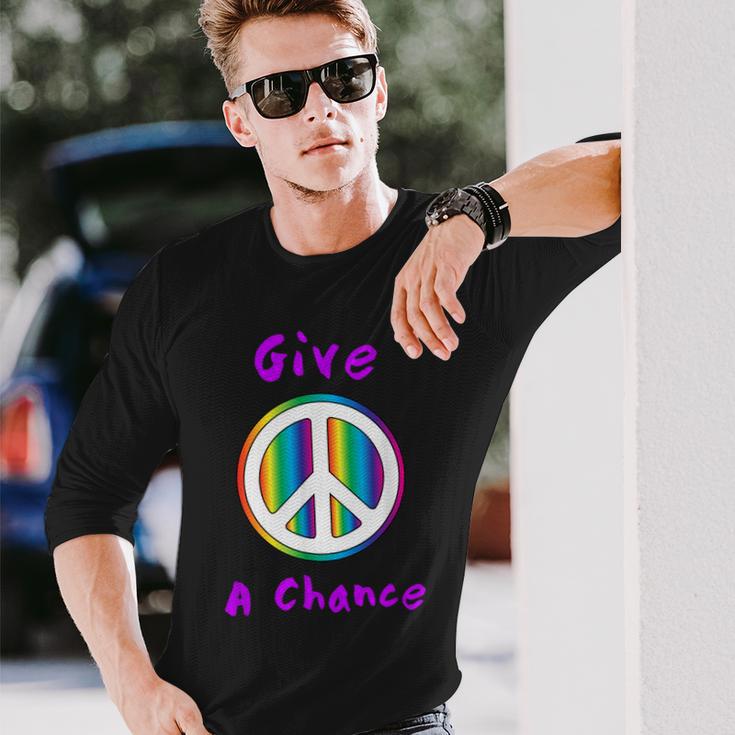 Give Peace A Chance Hippie Long Sleeve T-Shirt Gifts for Him