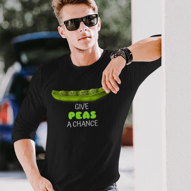 Give Peas A Chance Cute Pea Pun Long Sleeve T-Shirt Gifts for Him