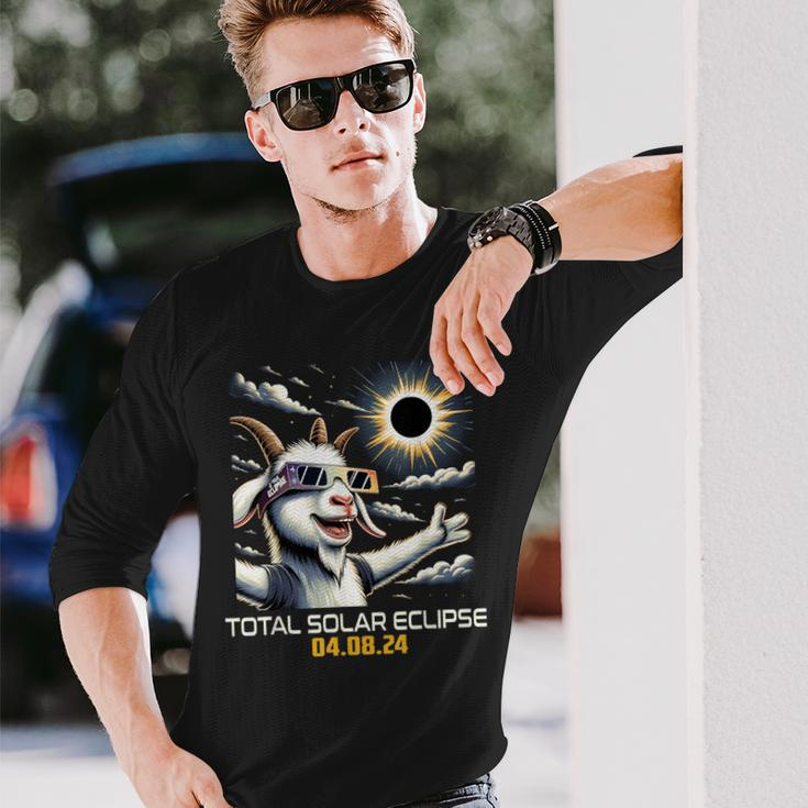 Goat Selfie Solar Eclipse Long Sleeve T-Shirt Gifts for Him