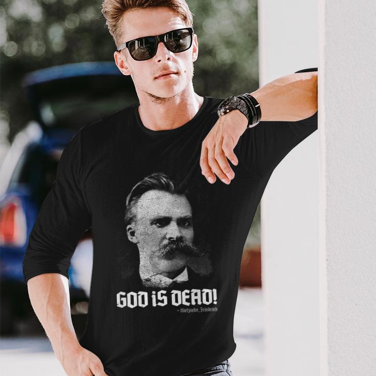 God Is Dead Friedrich Nietzsche Quote Philosopher Philosophy Langarmshirts Geschenke für Ihn