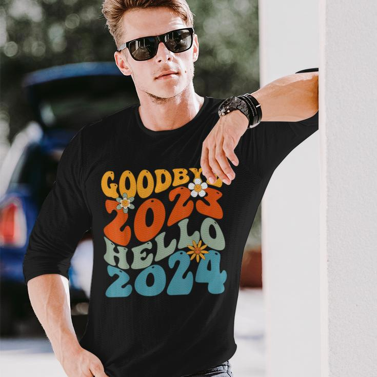 Goodbye 2023 Hello 2024 Happy New Year Long Sleeve T-Shirt Gifts for Him