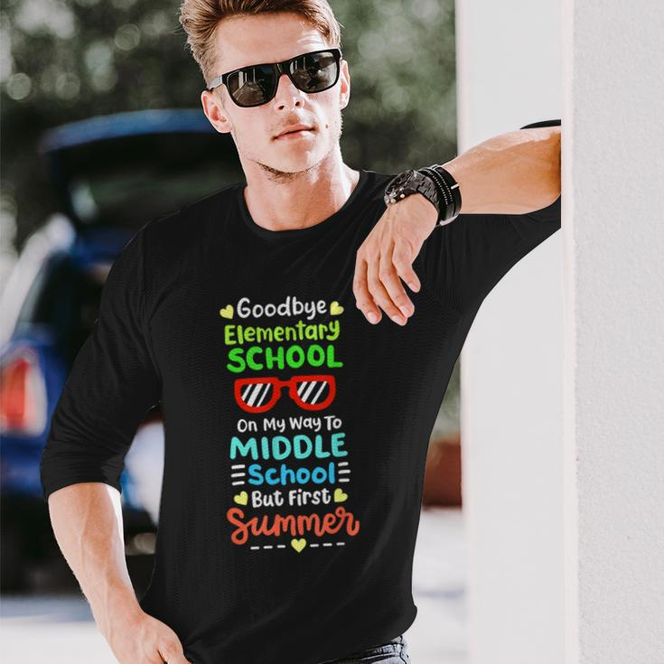 Goodbye School Hello Summer Elementary Class Of 2024 Long Sleeve T-Shirt Gifts for Him