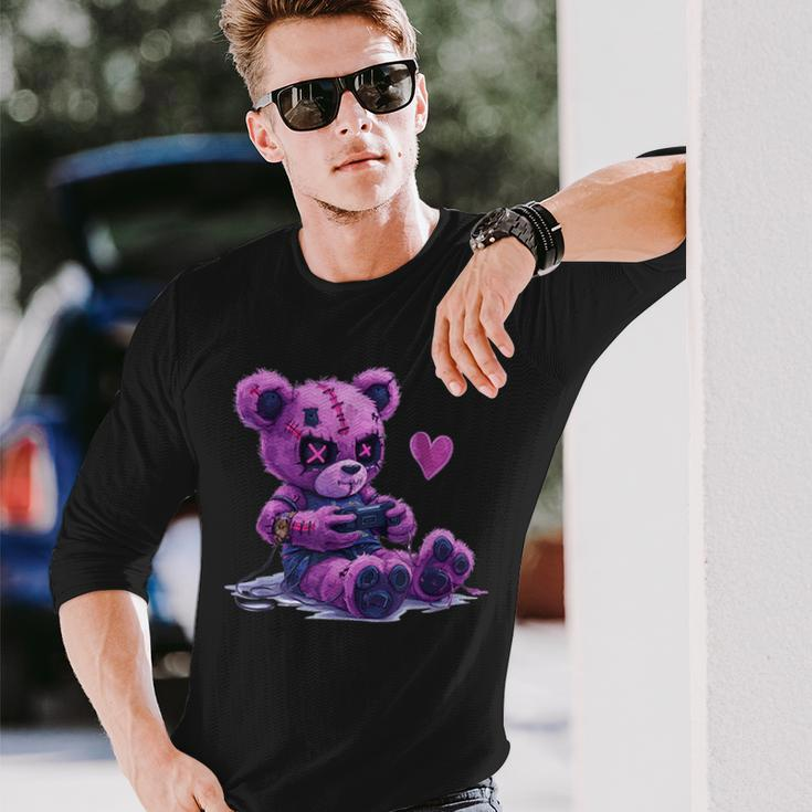Goth Pastel Cute Creepy Kawaii Gamer Teddy Bear Gaming Long Sleeve T-Shirt Gifts for Him
