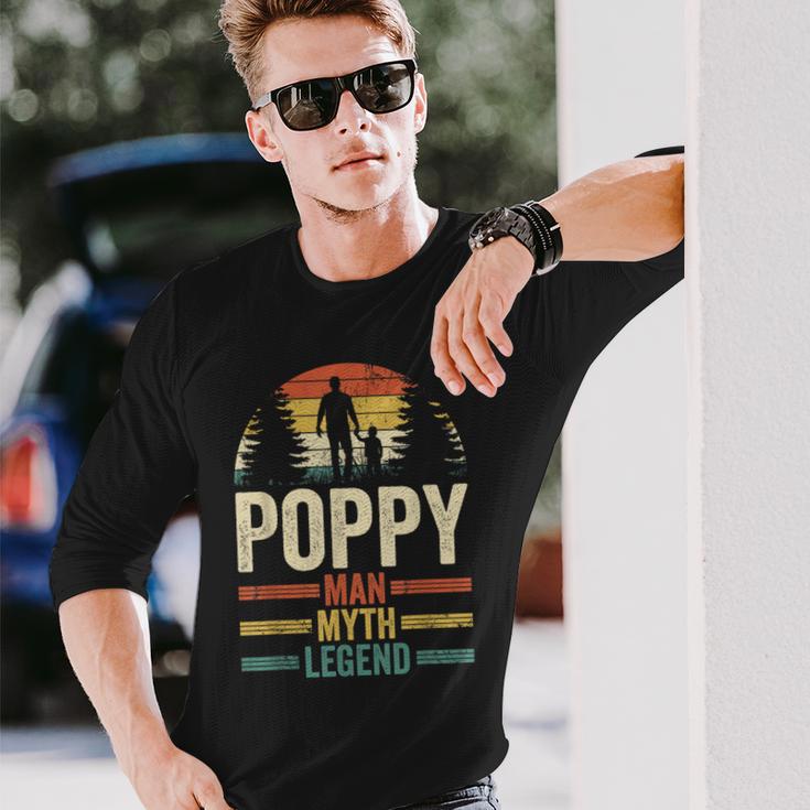 Grandad Grandfather Poppy Man Myth Legend Fathers Day Long Sleeve T-Shirt Gifts for Him